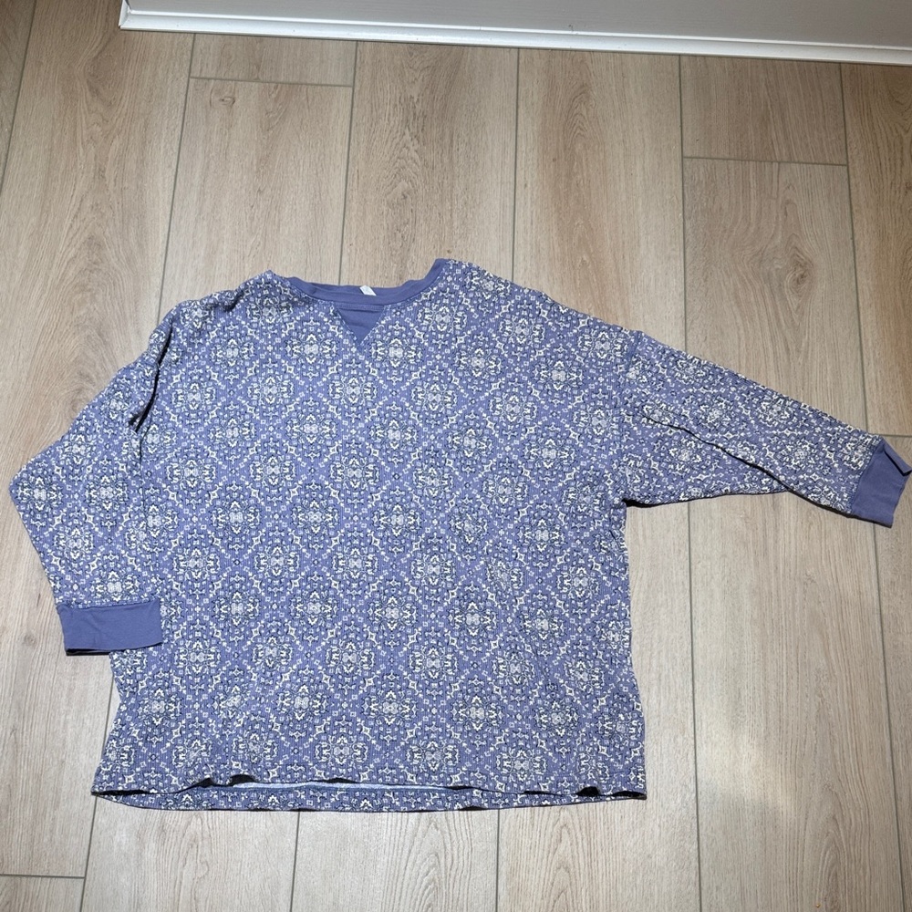 Women's Thermal Long Sleeve Patterned Top - Purple